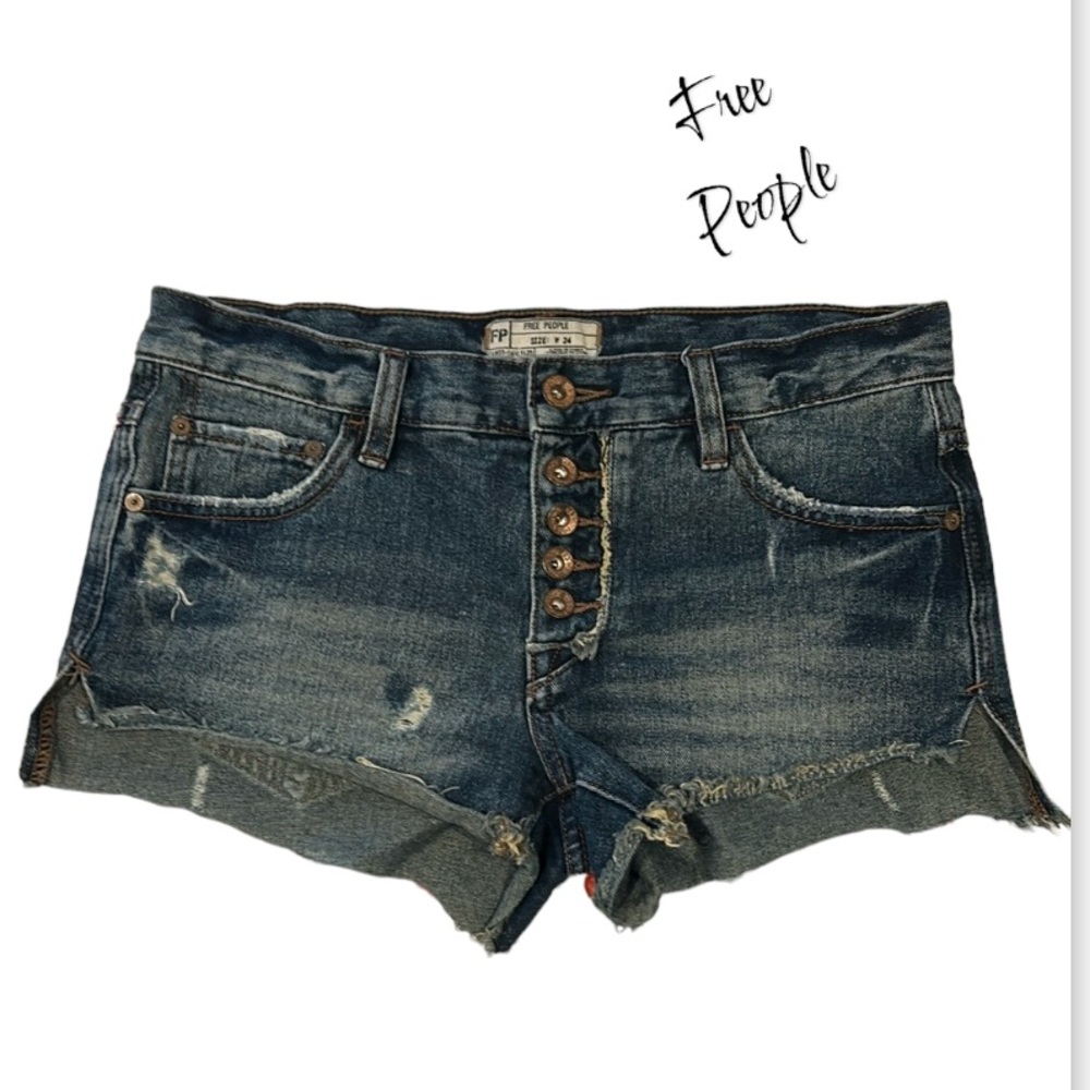 Free People Jean Deconstructed Shorts